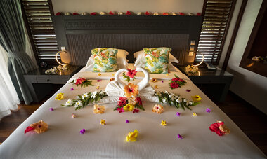 Bedroom at Hilton Moorea Resort